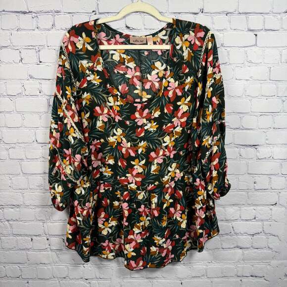 Willow & Root Tops - Willow & Root Floral Boho Blouse Size Medium